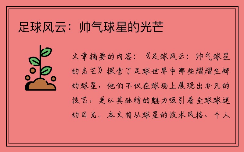 足球风云:帅气球星的光芒