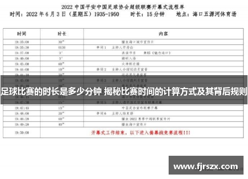 足球比赛的时长是多少分钟 揭秘比赛时间的计算方式及其背后规则